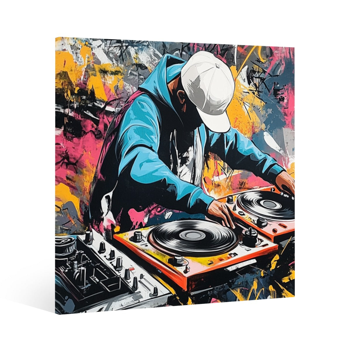 Urban DJ Art Print - Durable Polyester Canvas with Stain-Resistant Coating for USA Homes